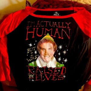 Elf Christmas baseball tee.  Adult medium
